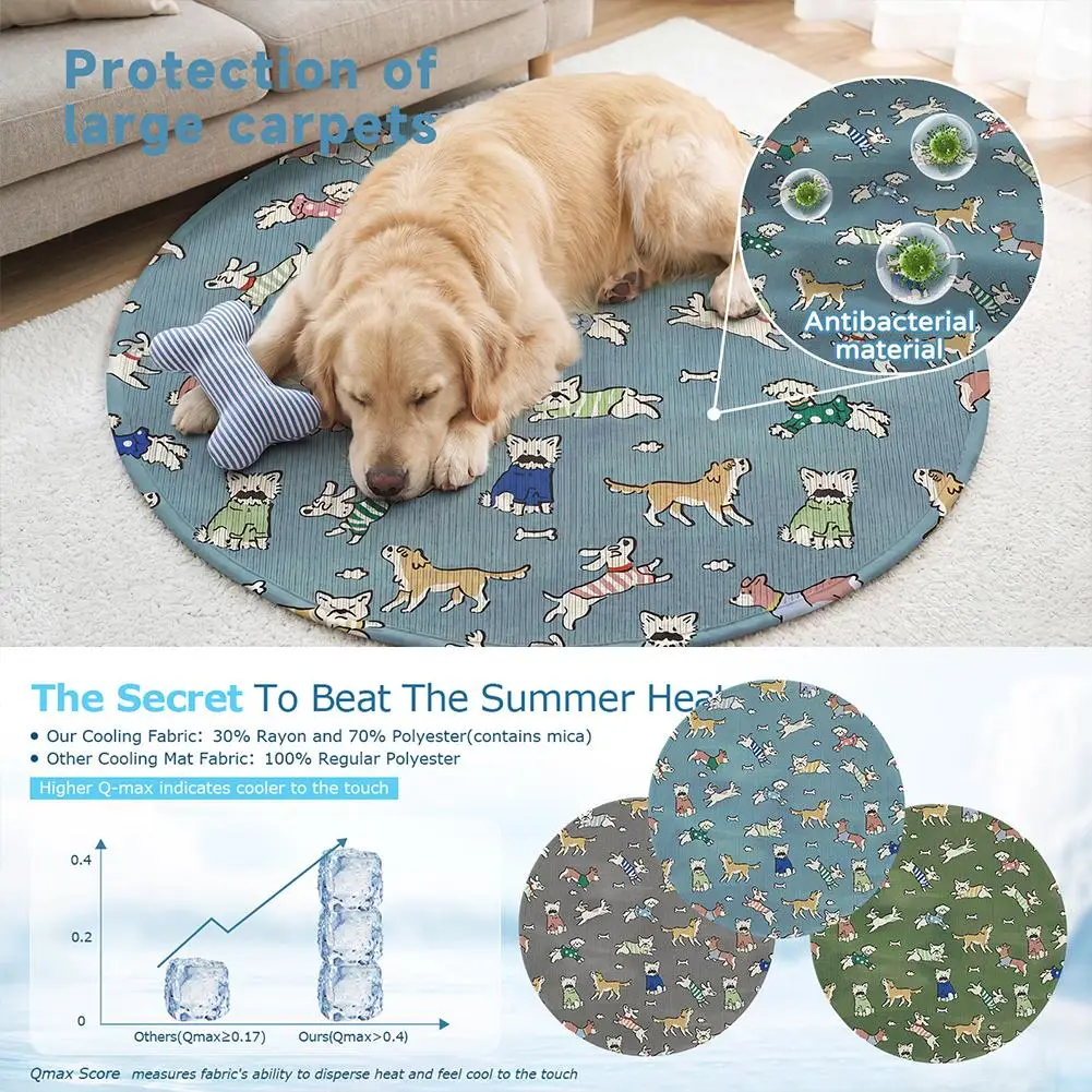 Round Dog Mat Soft Polyester Pet Bed Cushion Cute Pattern Kennel Crate Pad Washable Sofa Protector 1005012406592275