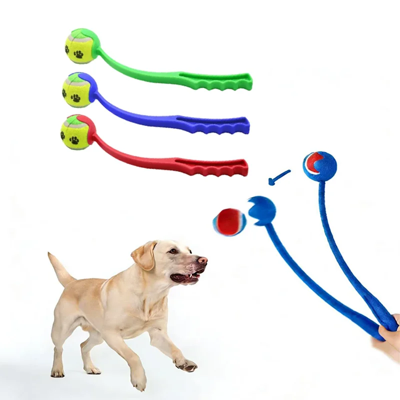 Pet Tennis Ball Launcher Set Outdoor Dog Training Toy Fetch Play Durable Ergonomic Handle 1005012407136438