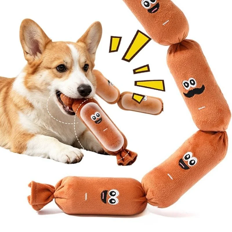 Simulated Sausage Plush Chew Toy for Dogs: Press-To-Squeak with BB Sound 1005012407204617