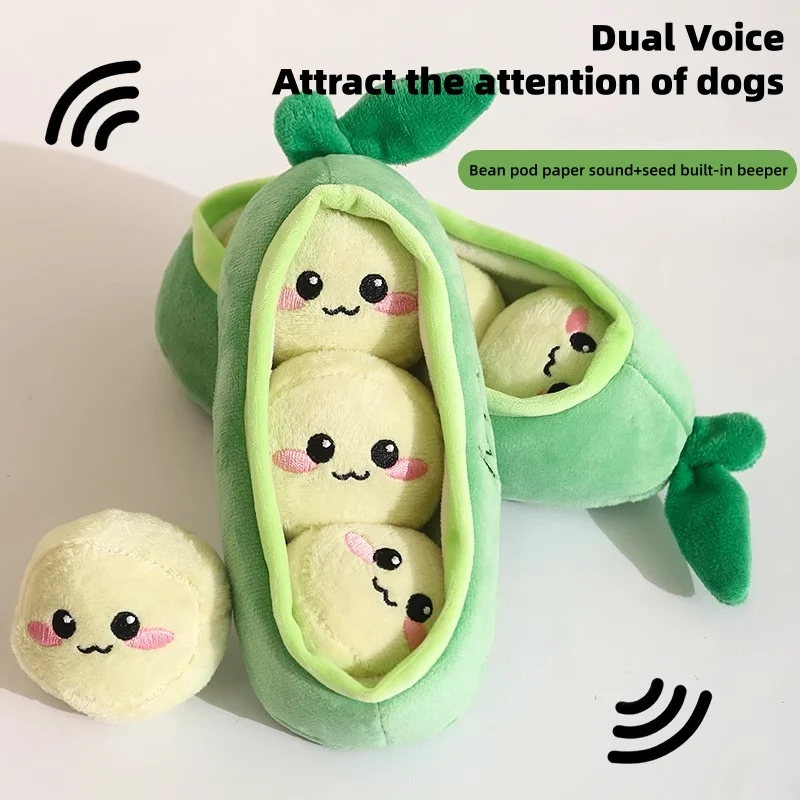 Cute Pea Pod Dog Plush Toy with Sound Relief, Smelling and Intelligence, Teeth Grinding 1005012407311249