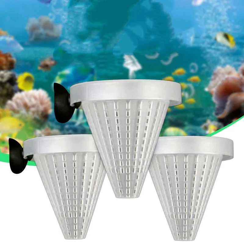 Aquarium Red Worm Feeder Cone Plastic Fish Tank Bloodworm Feeding Cup with Suction Cup For (5Pcs) 1005012407455762
