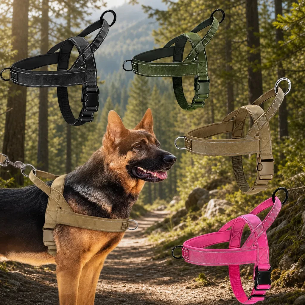 Tactical Anti-Pull Dog Harness, 1000D Nylon Adjustable for Large Dogs 1005012407885536