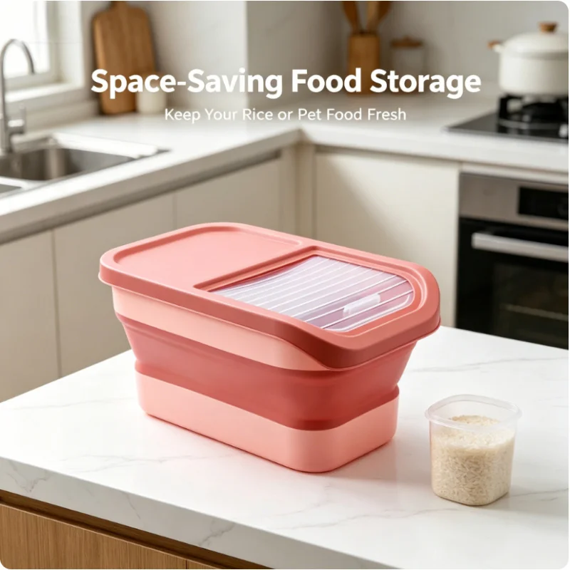 Collapsible Cat Dog Food Storage Box Airtight Sealed Container with Lid for Pet Dry Food Rice Grain 1005012408105269