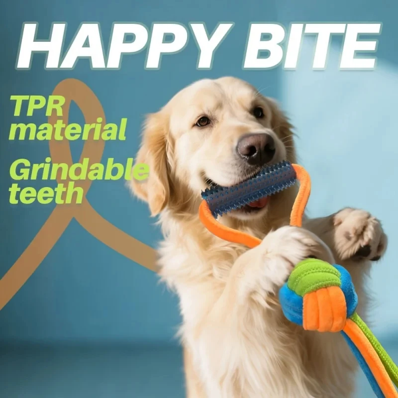 Dog Training Anti-Tear Pulling Rope Toy Pet Plush Grinding Teeth Bite-Resistant Toy Colorful Rope 1005012409436496