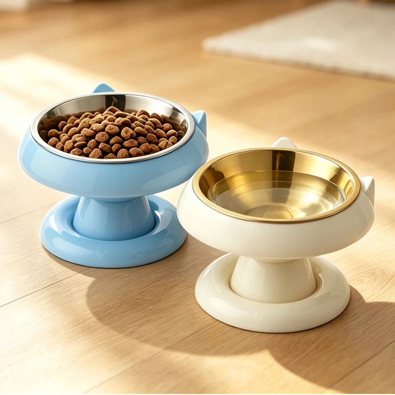 Neck-Protecting Elevated Pet Food Bowl, Stainless Steel Cat Bowl, Anti-Tip, Anti-Slip 1005012409686801