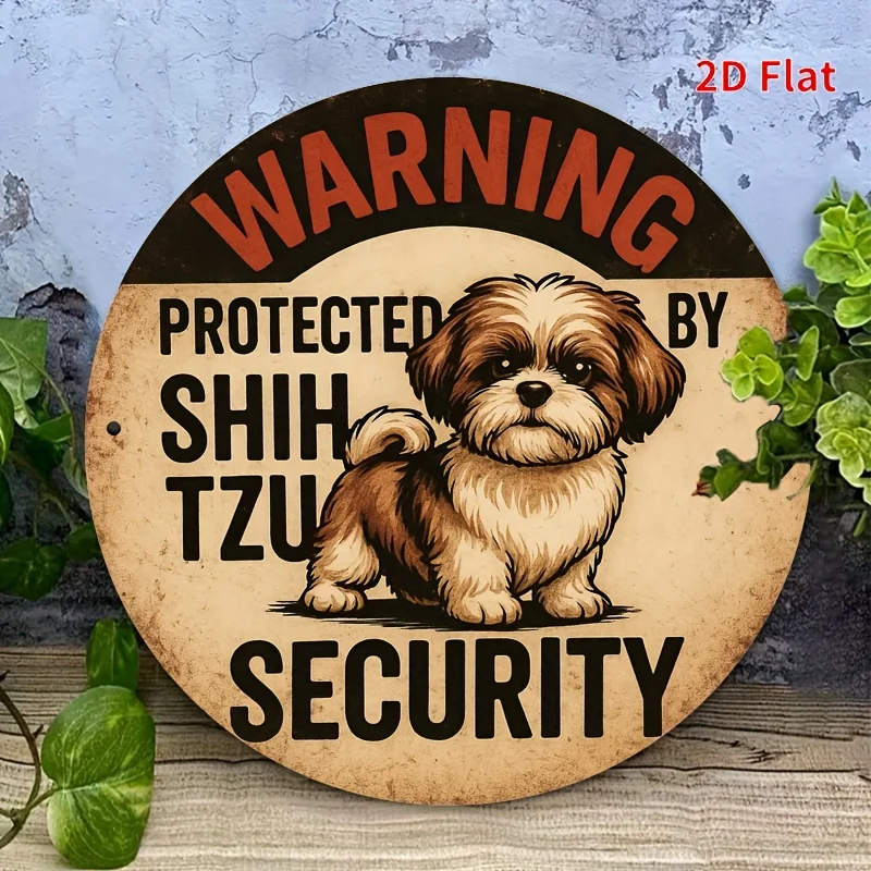 2D Flat Printed "Beware of Dog" Guard, with "Protected by Shih Tzu" Text, - a Perfect Holiday Gift 1005012410897990