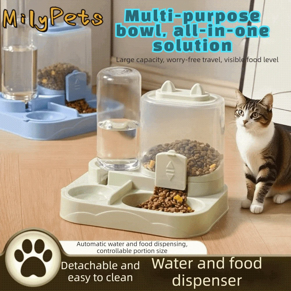 Automatic Cat Water Feeder with Fountain Large Capacity Pet Dispenser Dry Wet Separation 2-In-1 1005012412447568