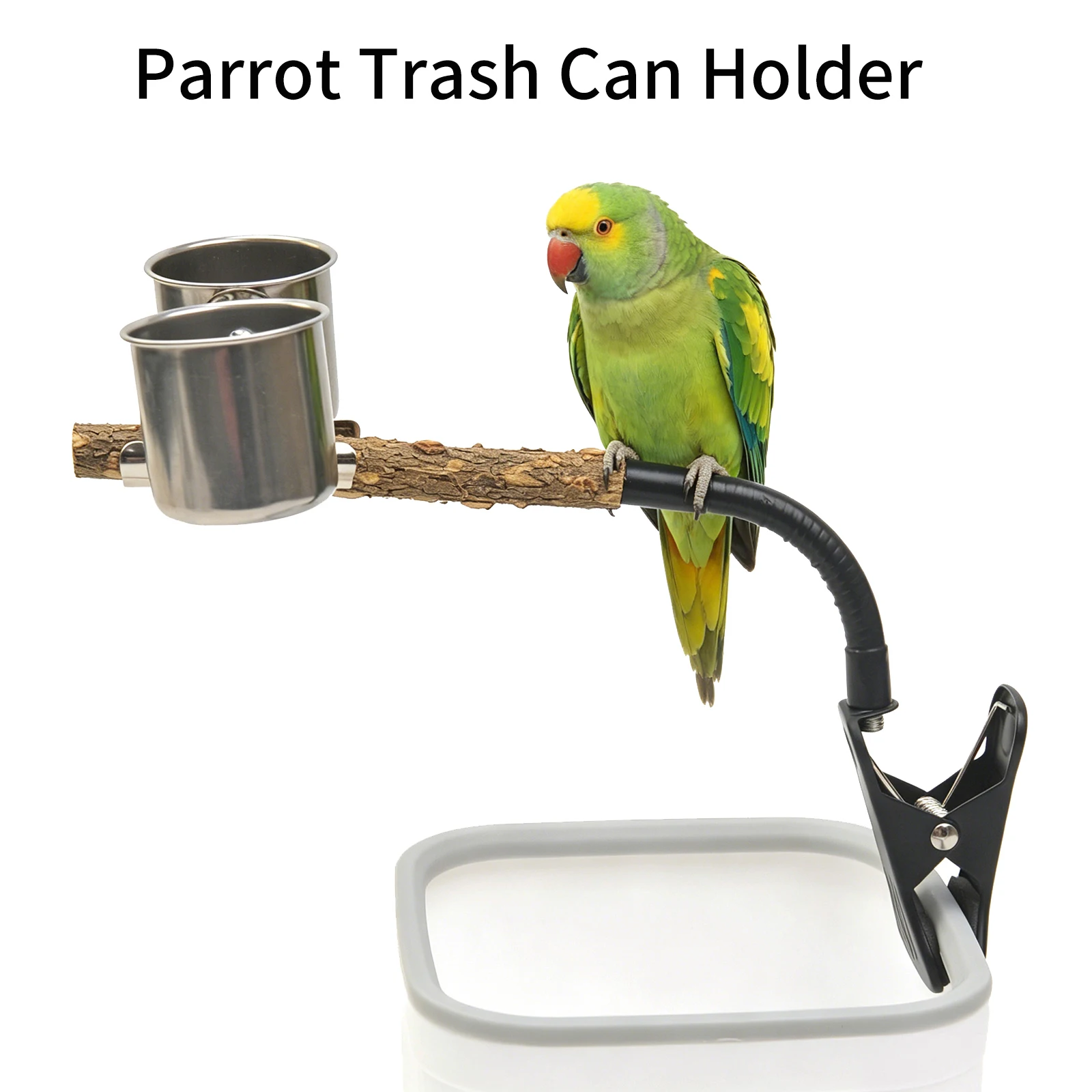 Parrot Perch Feeder with Clip, Bird Stand Perch Feeding Cup 1005012414010643