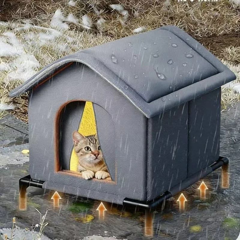Waterproof Stray Cat House with Mat Foldable Summer Cool Shelter Pet Cave Nest Outdoor Sleeping Bed 1005012414123687
