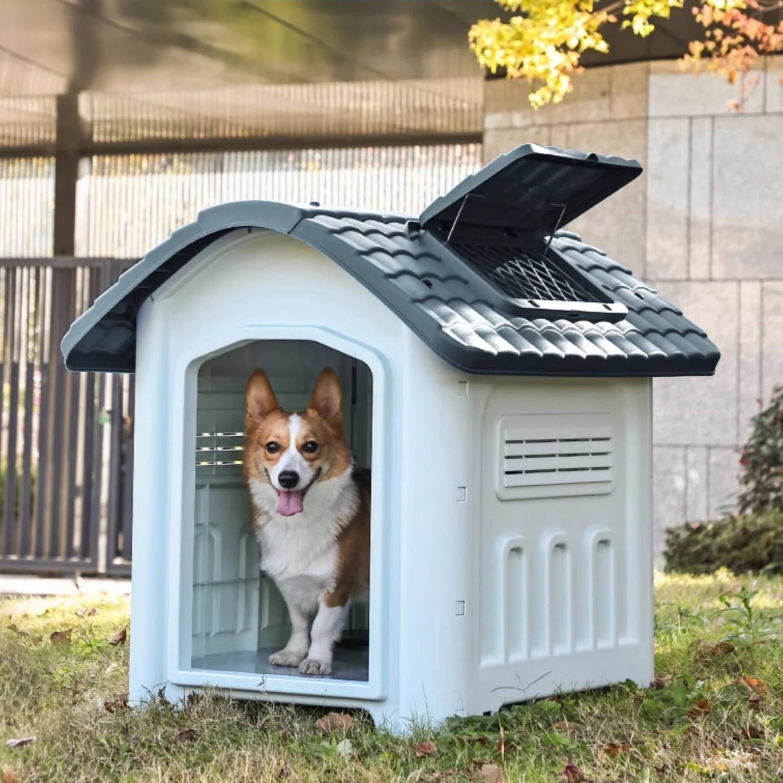Plastic Dog House Rainproof Weatherproof Pet Furniture Resistant Air Vents for Rainy 1005012414427201