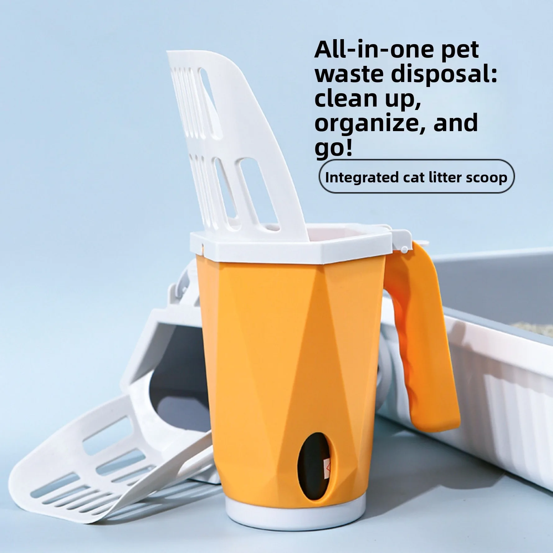 All-In-One Cat Litter Scoop Set with Trash Bin Bottom Detachable Pet Waste Cleanup Kit 1005012415112896