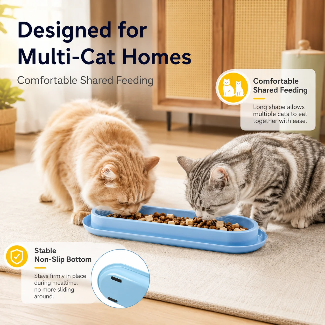 Extra Long Pet Feeding Bowl for Multiple Cats Dogs Anti Slip Anti Tip Tilted Neck Protection Food 1005012415275508