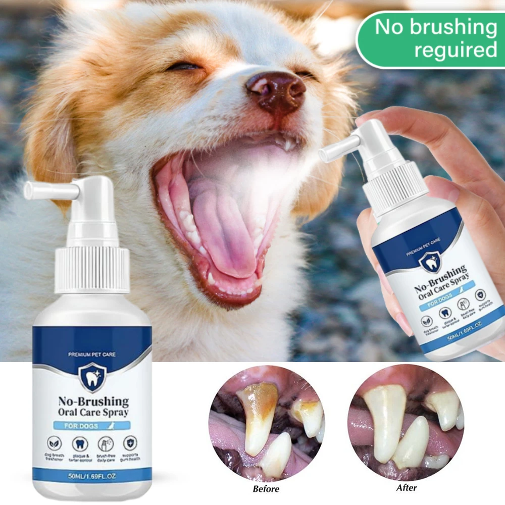 Pet Oral Cleaning Spray for Dogs, Reduces Plaque & Tartar Buildup, Remove Kitten Bad Breath (50ml) 1005012415555880