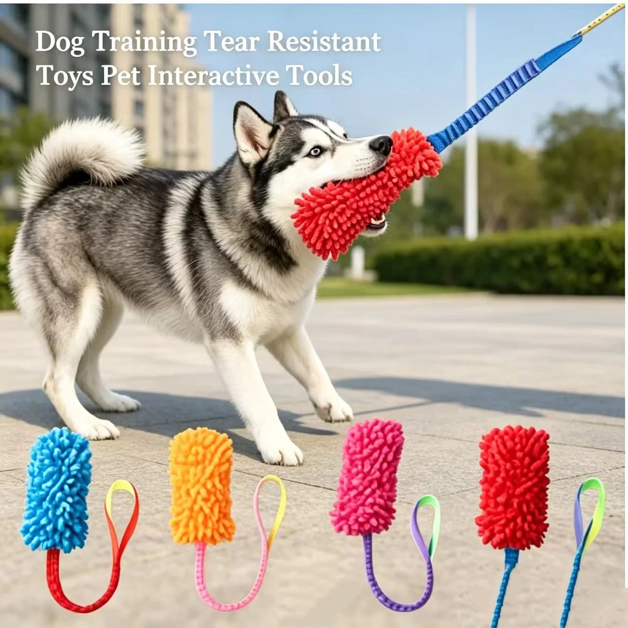 Durable Dog Toys for Aggressive Chewers Soft Plush Pulling Rope Chew Toy with Sturdy Handle 1005012416391731