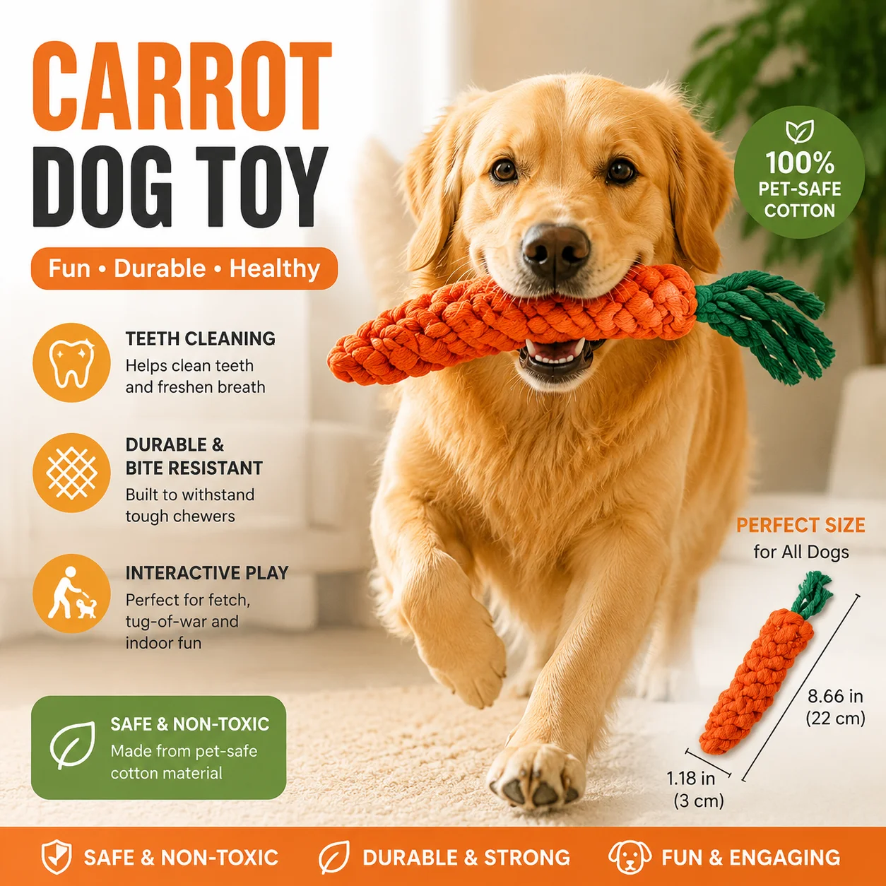 Pet Knot Toy for Dog and Cat Carrot Shape Chew Toys Cotton Rope Indoor Dogs Accessories (1pc) 1005012416506741