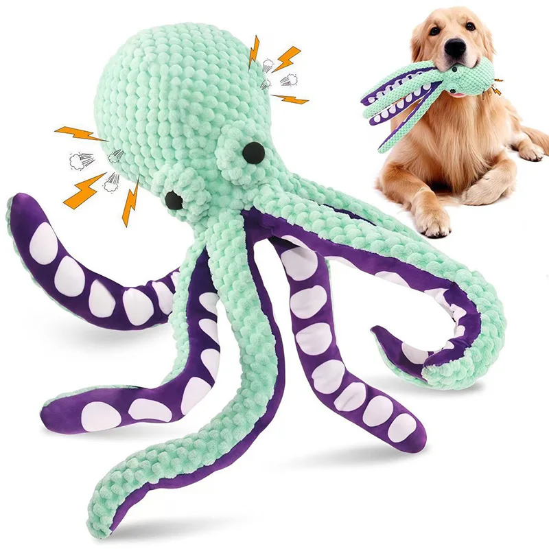 Squeaky Octopus Dog Toy Bite-Resistant Dogs Chew Cleaning Teeth Toys Soft PP Cotton Filled Puppy 1005012417199599