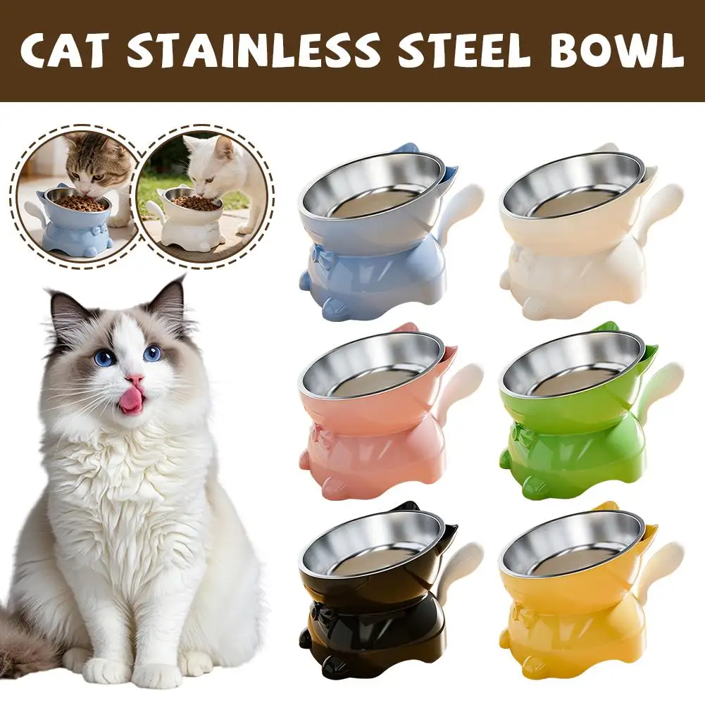 High-Quality Stainless Steel Cat Bowl, Anti-Slip&anti-Tip Food Water Feeder with Raised Stand 1005012417439313