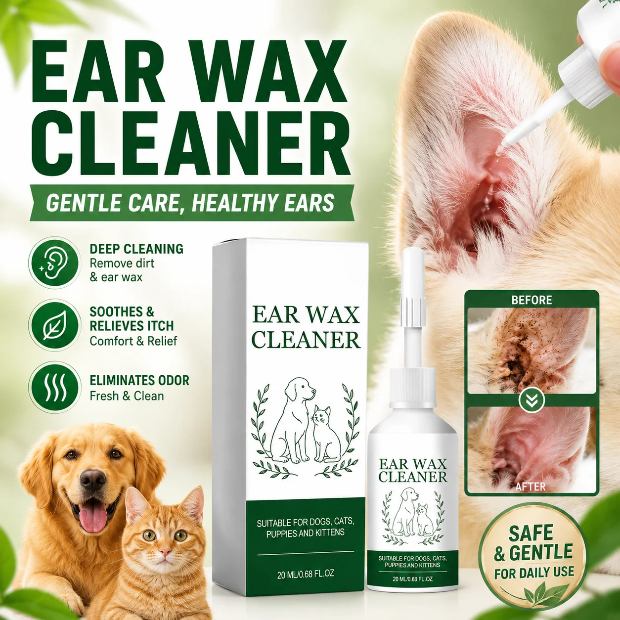 Pet Ear Wax Cleaner Gentle Formula Drops for Dogs Cats Puppies and Kittens Deep Cleaning Soothes 1005012417623926
