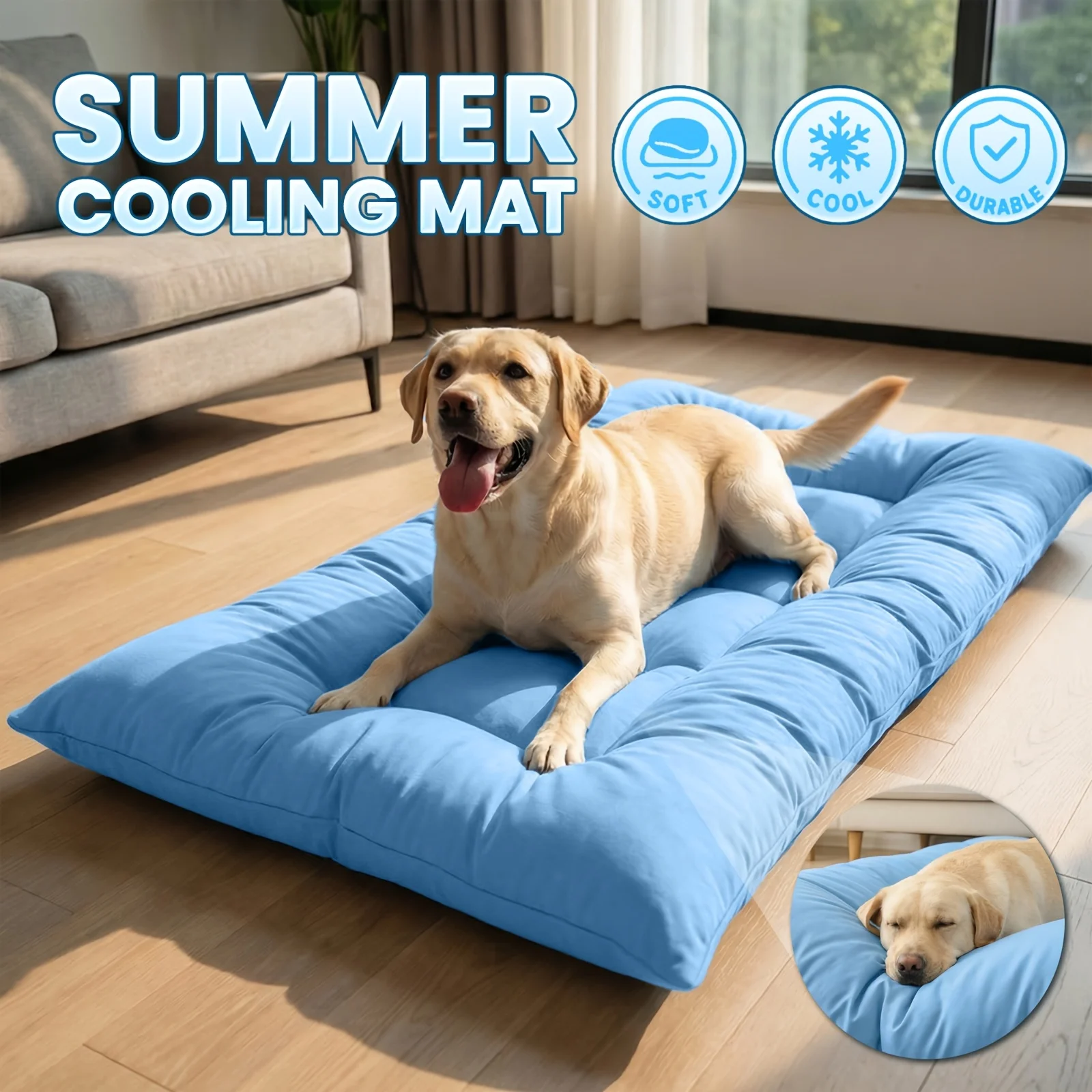 Extra-Large Summer Cooling Mat Dog Sofa Bed, Ultra-Soft, 8 Compartments 1005012417903150