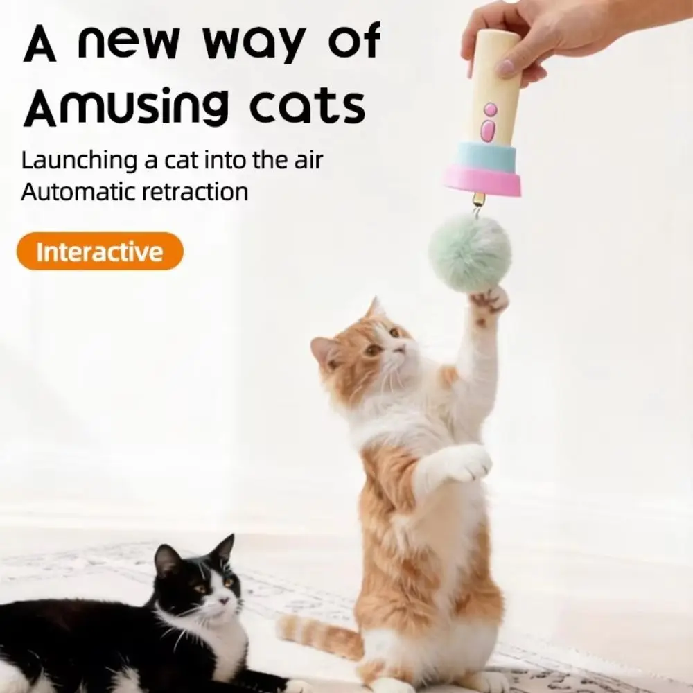 One-Click Launching Electric Cat Teaser Retractable Rope Entertainment Interactive Wand 1005012418423554