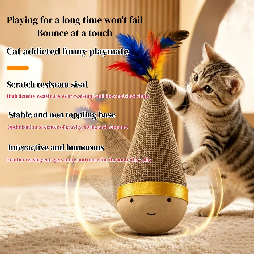Rolling Cat Toys, Interactive Feather Bells 1005012418444712