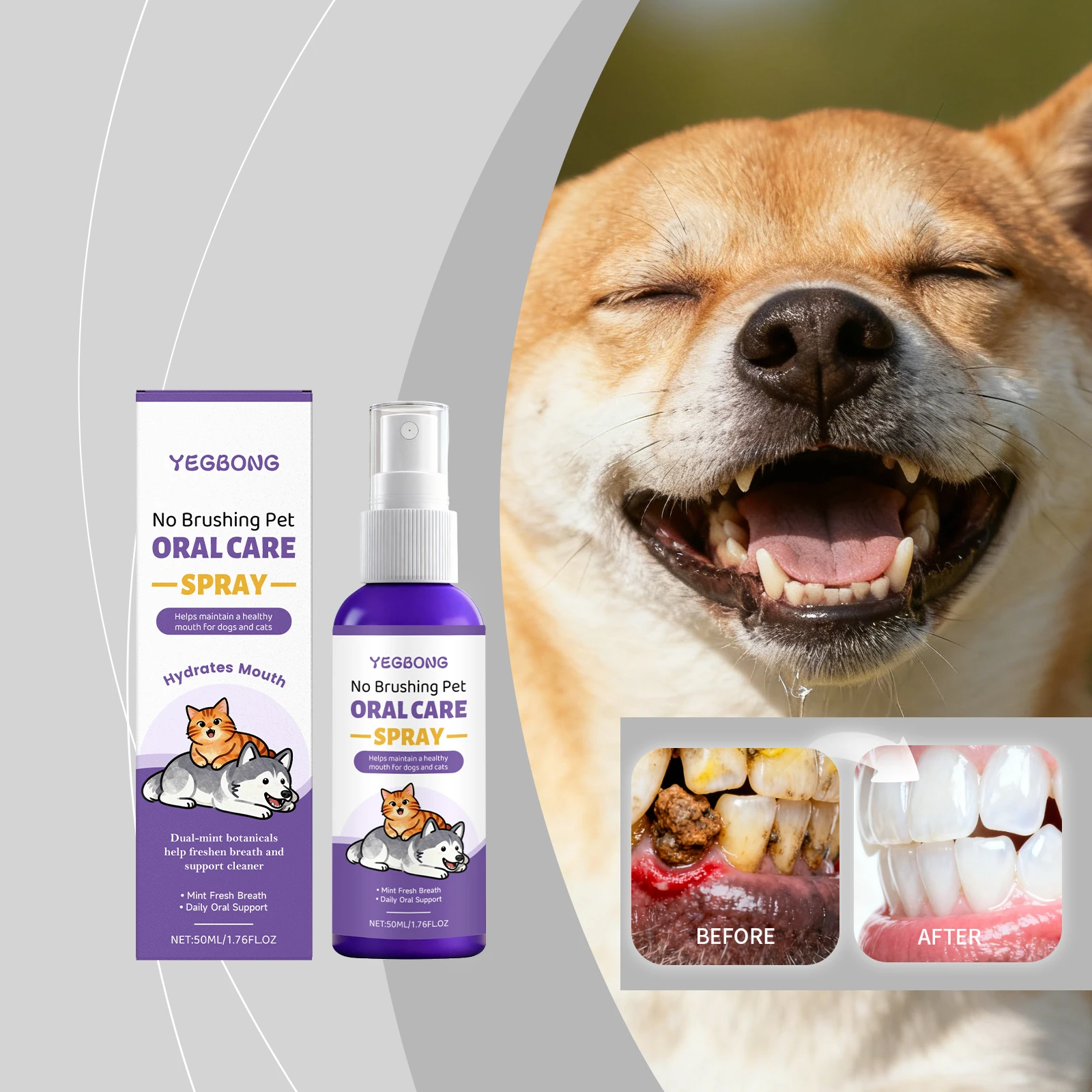 Dog Oral Care Spray Brushing Removes Plaque Tartar Eliminates Bad Breath Lasting Fresh Breath Safe 1005012420124370