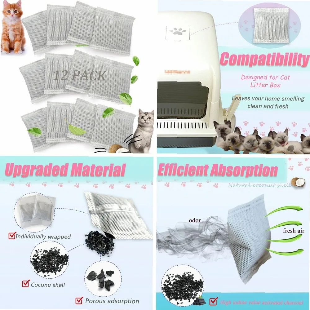 Purifylogix 12 Pack Universal Activated Charcoal Filters, Odor Eliminator for Hooded Cat Litter 1005012420310257