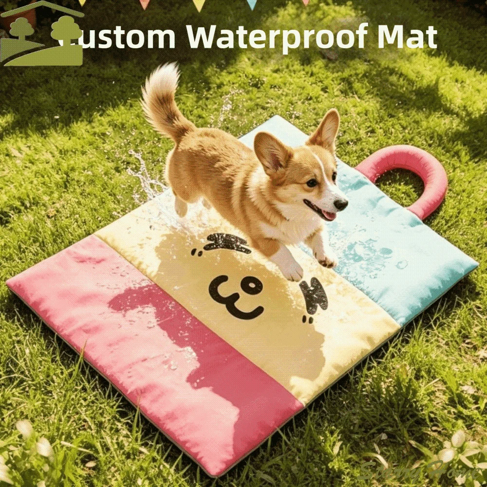 Waterproof Dog Cooling Mat Non-Slip Double-Sided Cat Cold Bed with Handle Cartoon Pattern Pet Rest 1005012420381342