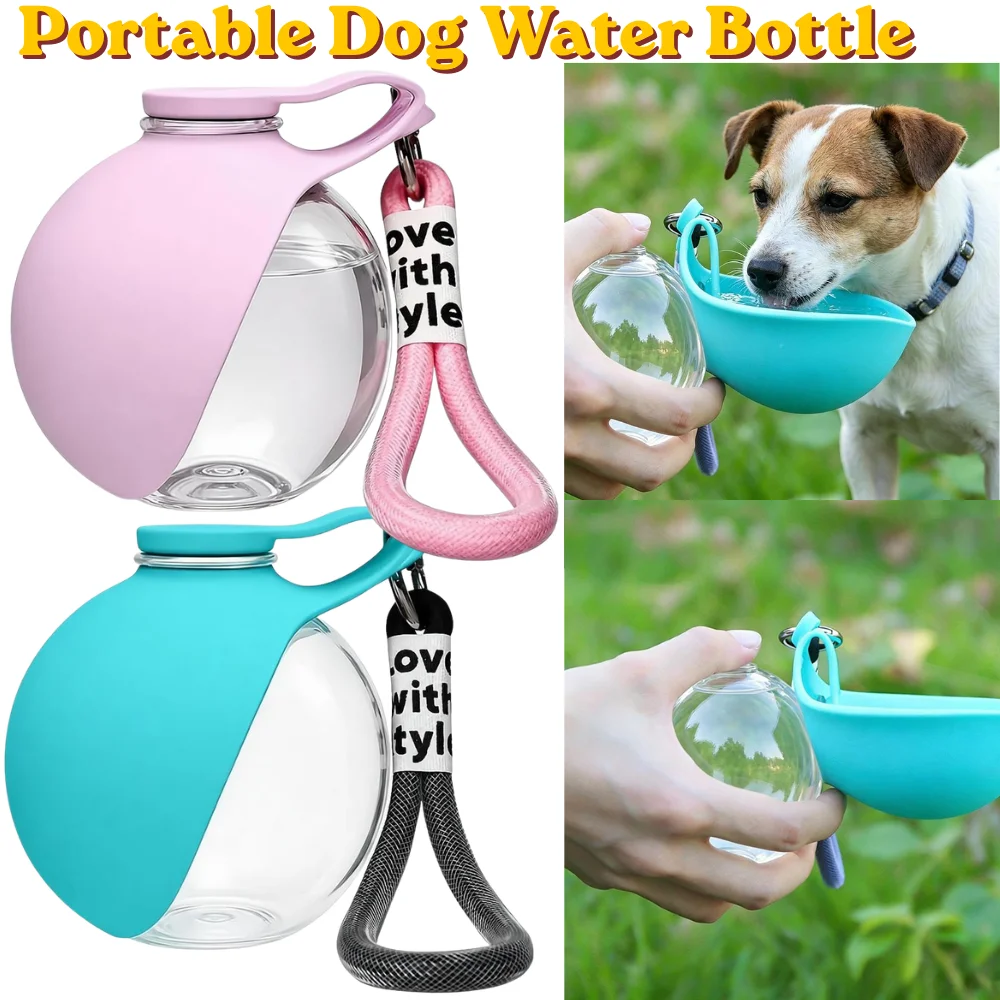 Dog Water Bottle with Foldable Silicone Bowl for Dogs and Cats Portable Outdoor Companion Cup (285ML) 1005012420566522