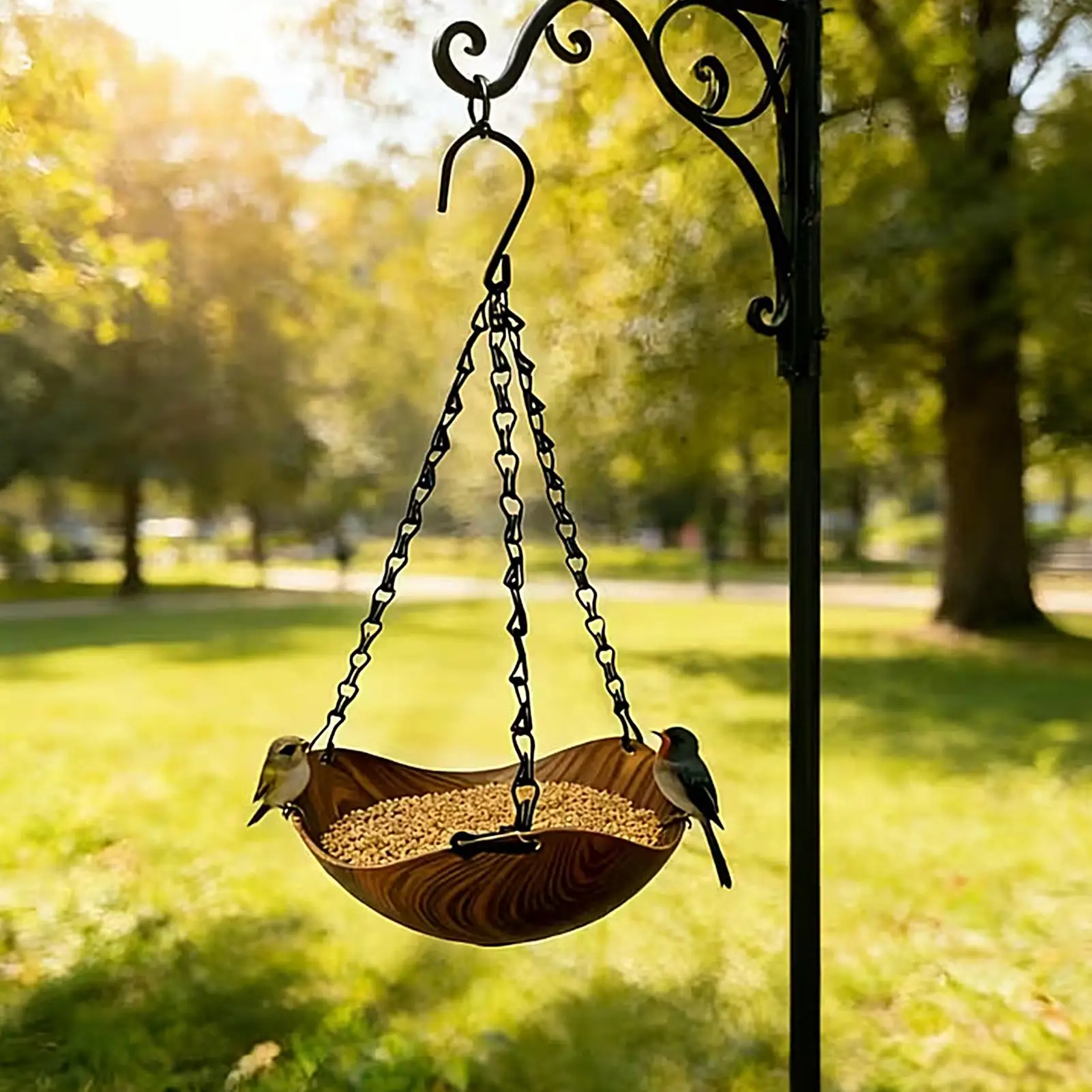 Bird Baths for Outdoors Wooden Bird Bath Feeder Water Bowl Wild Bird Feeders Tray for Park Deck 1005012422011448