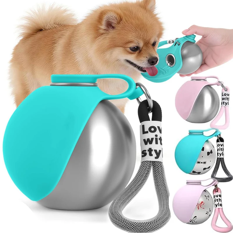 Portable Pet Dog Water Bottles with Silicone Bowl Stainless Steel Travel Pet Water Dispenser 1005012423371578