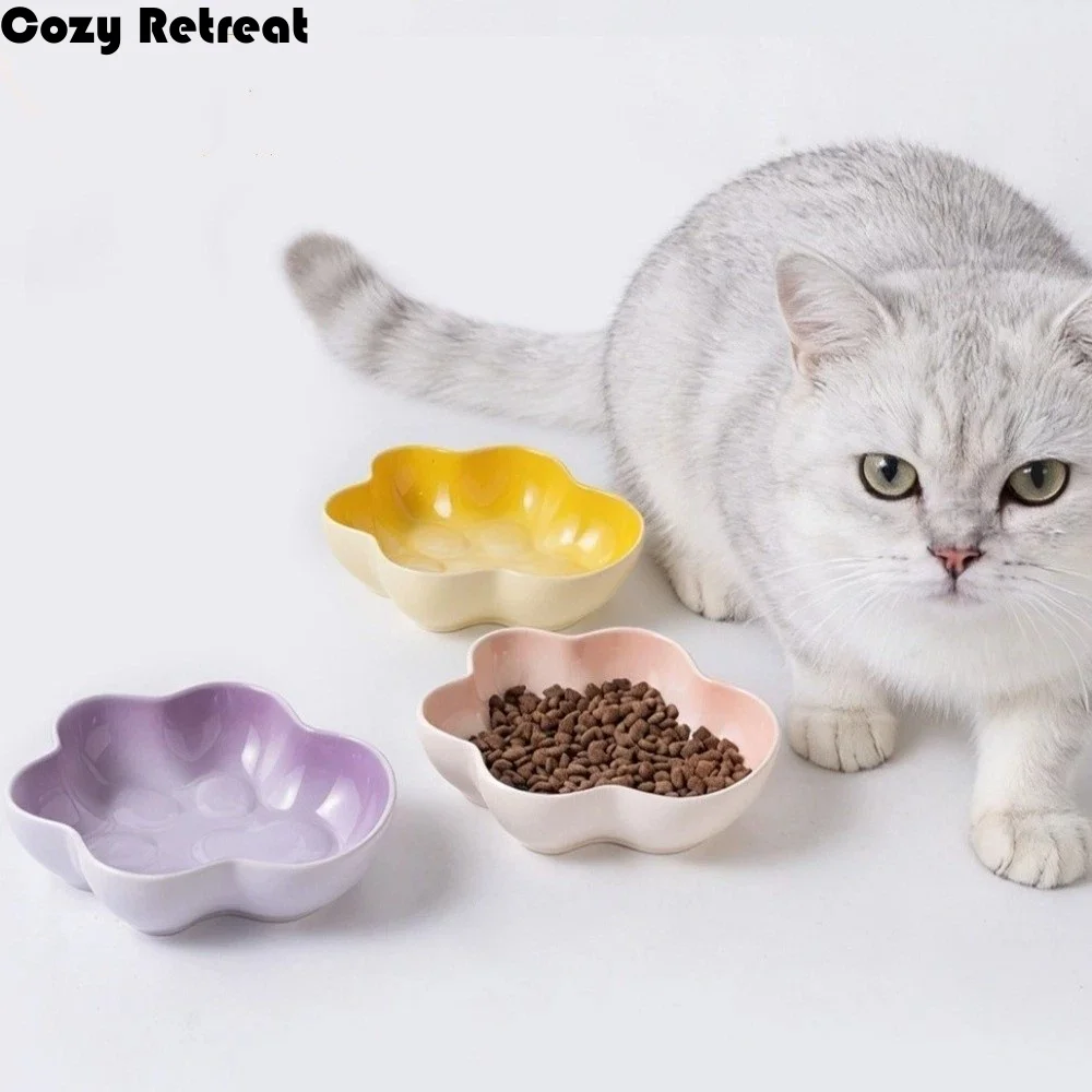 Cute Paw Shaped Ceramic Cat Bowl Large Capacity Non-Slip Feeder Dish Anti-Fall Anti-Choking Slow 1005012423780368
