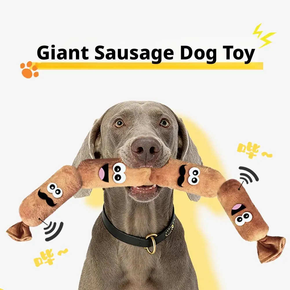 Dog Chew Toys, Realistic Sausage Shape Squeaky Interactive Soft Pet Toy 1005012424977832