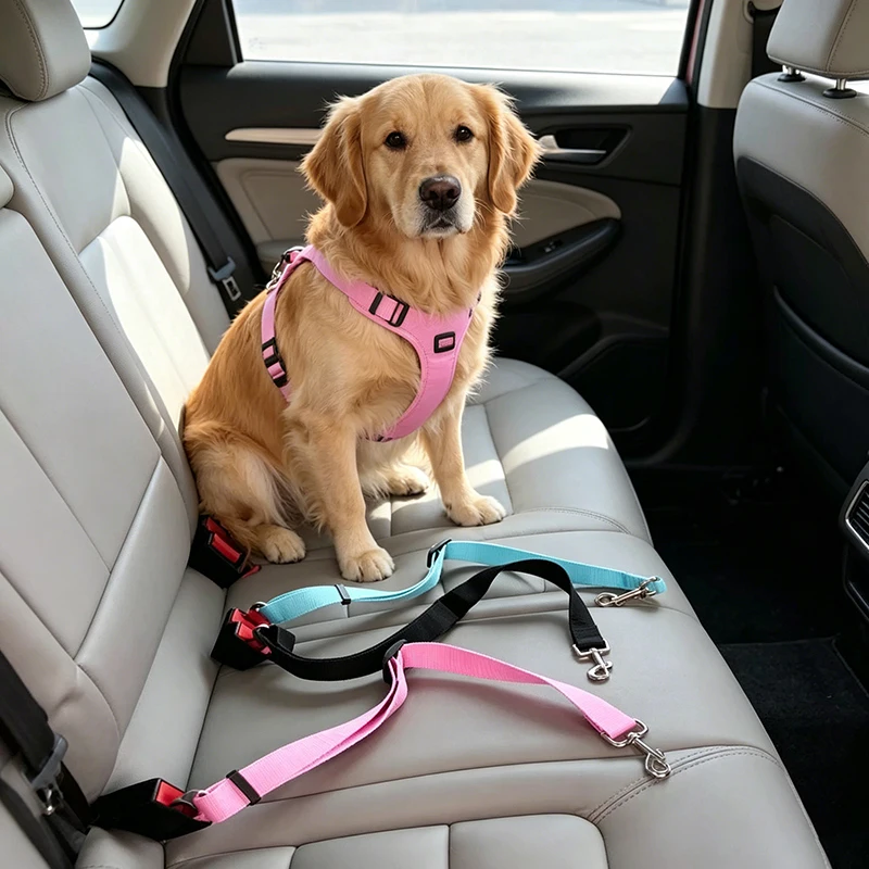 New Dog Car Belt Cat Car Seat Belt Pet Seat Vehicle Dog Harness Lead Clip Safety Lever Traction Dog 1005012424983074