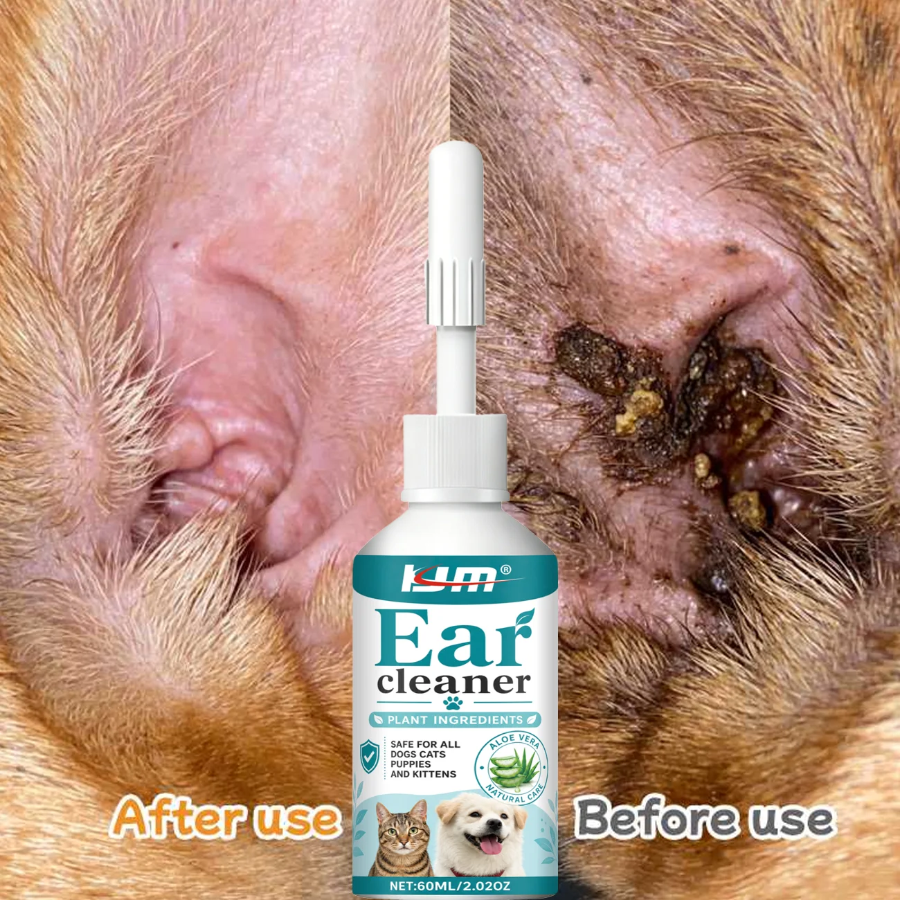 Natural Plant Pet Ear Cleaner for Dogs&cats Remove Earwax Mites Eliminate Odor Relieve Itching 1005012426129574