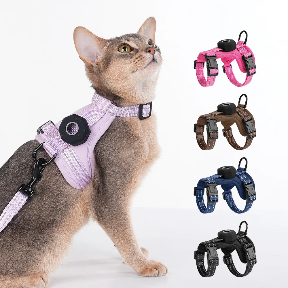 Escape-Proof Cat Harness with Airtag Holder Lightweight Reflective Adjustable Kitten Vest Harness 1005012426494244