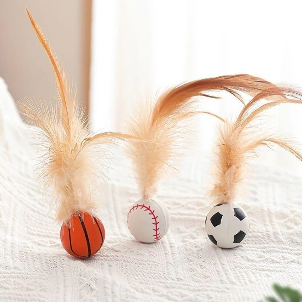 Bouncy Feather Ball Pet for Dogs and Cats Interactive Teaser Solo Play Toy for Boredom Relief 1005012429293991