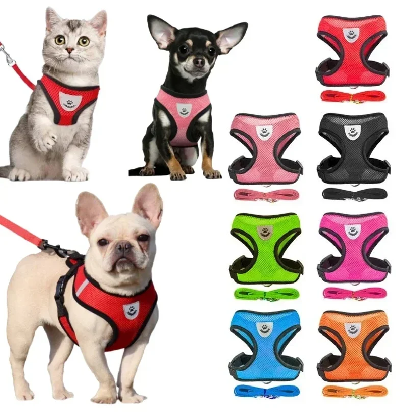 Cat Harness Vest Walking Lead Leash for Puppy Dogs Collar Polyester Adjustable Mesh Dog Harness 1005012429694194