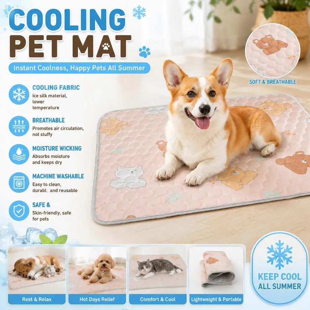 Summer Ice Silk Cooling Pet Mat Thick Breathable Dog Bed Pad Non-Slip Washable Pet Cooling Sheet 1005012429697718