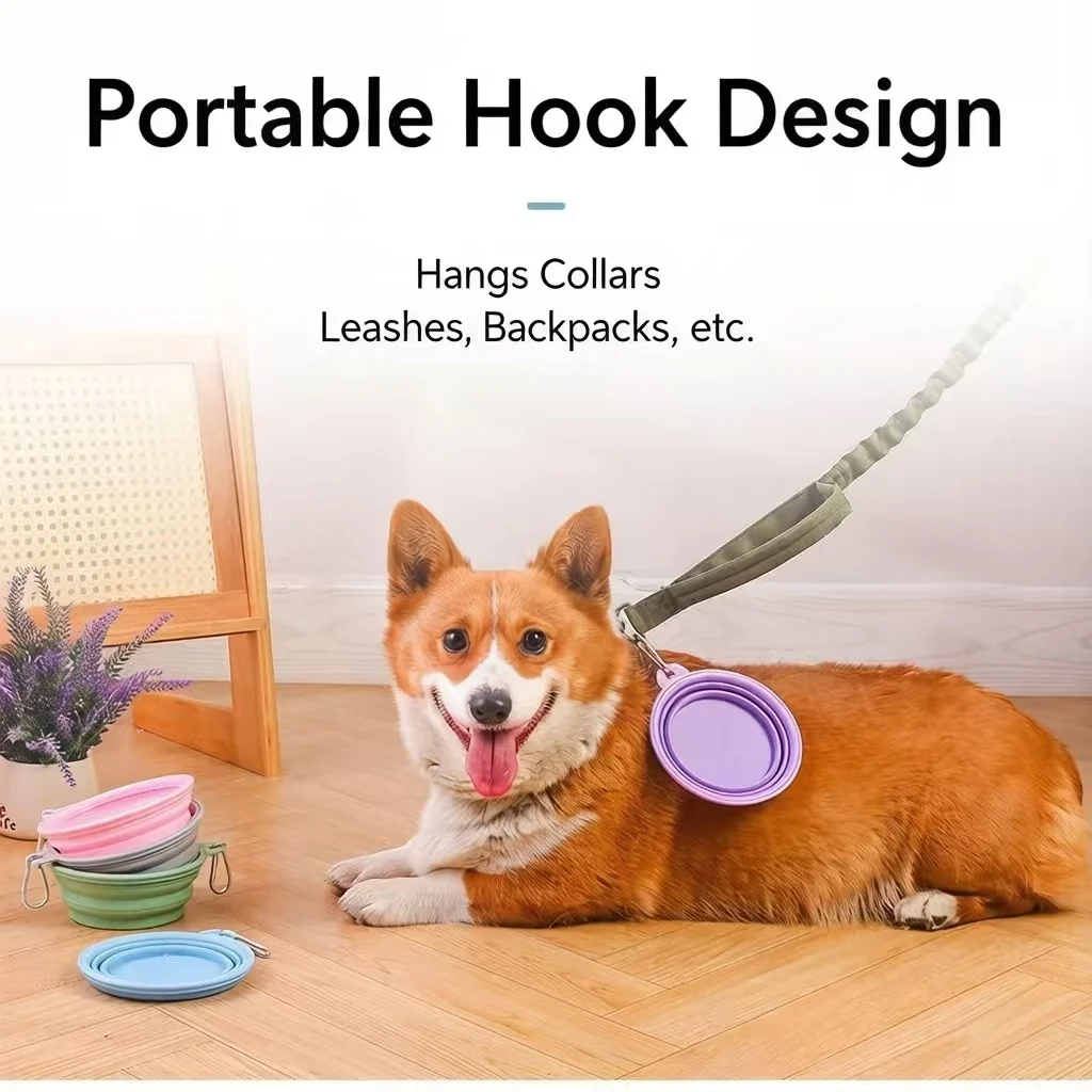 Pet Folding Bowl Silicone Bowl Travel Outdoor Water Bowl Portable Dog Bowl Outdoor Drinking Cat 1005012429894329
