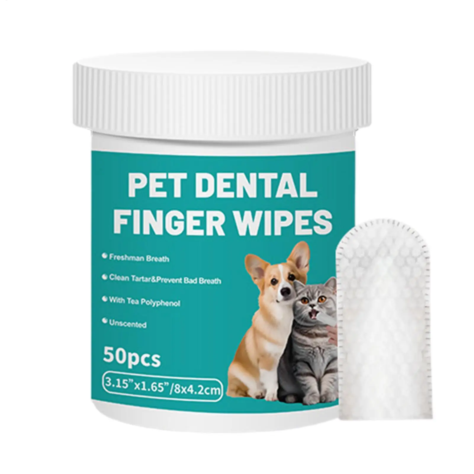 Pet Teeth Cleaning Wipes Dental Finger Wipes Disposable Gentle Pads Bad (50 Pieces) 1005012429990221