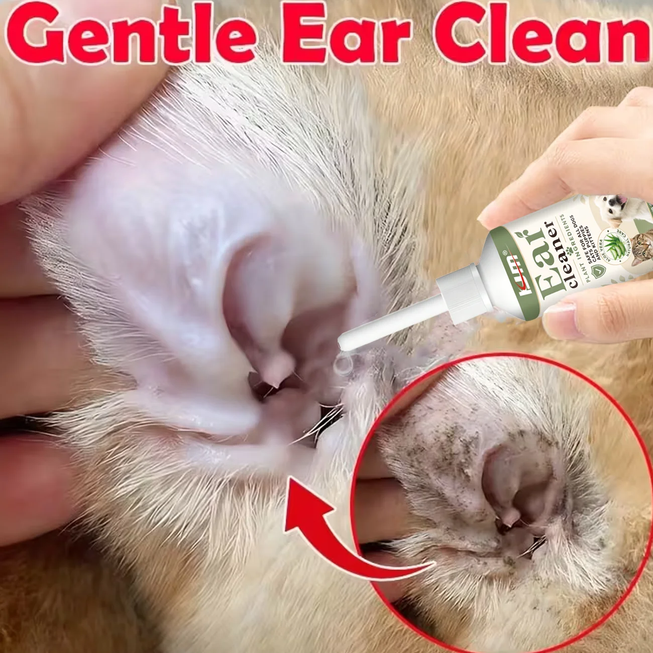 Aloe Natural Pet Ear Cleaner for Dogs Cats Remove Wax Mites Deodorize Relieve Itch Non-Irritating 1005012430358180