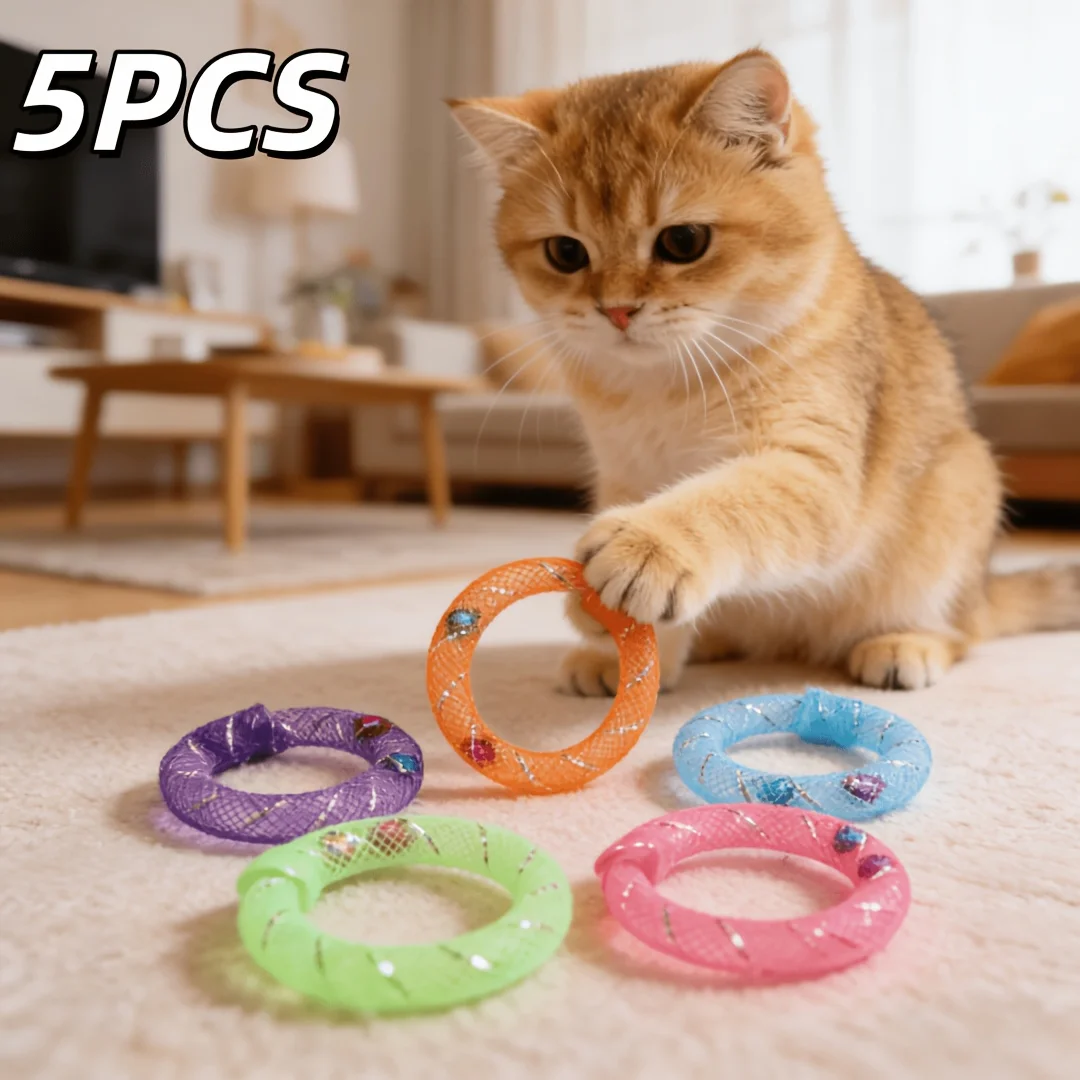 Colors Cat Toys-Soft Mesh Tube Self-Play Donuts for Cats (5pc) 1005012430477029