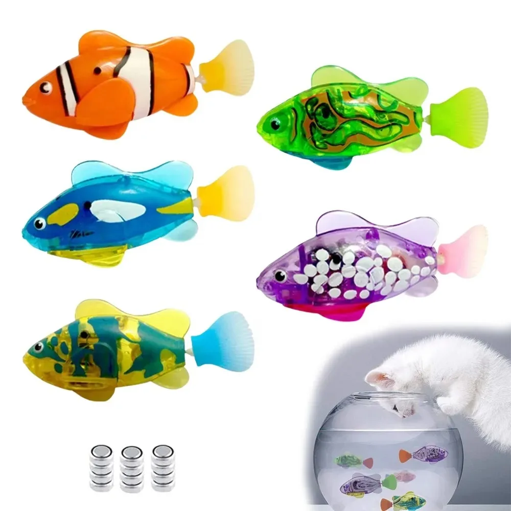 Cat Toy LED Inductive Interactive Swimming Robot Fish Toys Glowing Electric Fishs Stimulate Kitten 1005012430759719