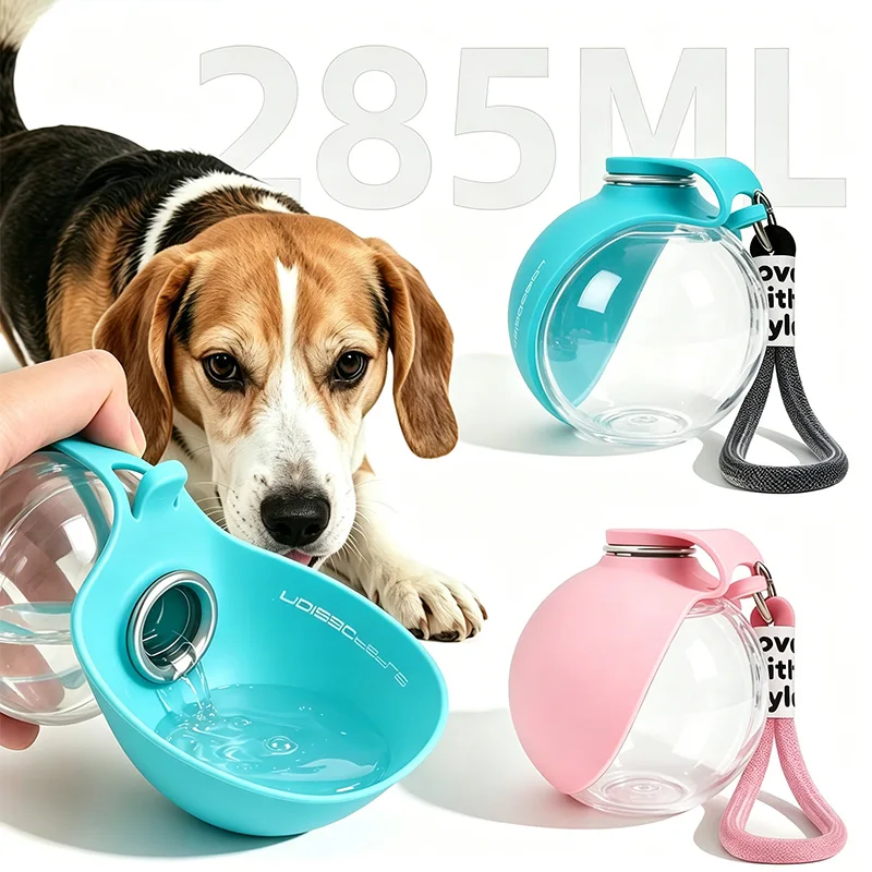 Portable Dog Water Bottle Foldable Silicone Bowl Leak-Proof Compact Travel Pet Feeding (2 In-1) 1005012432409696