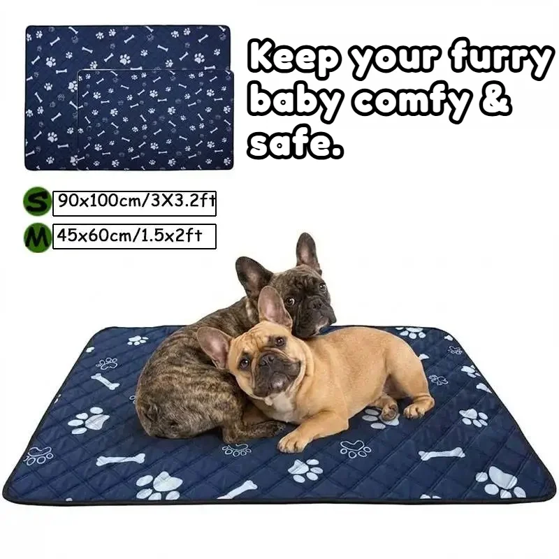 Reusable Washable Waterproof Pet Mat Dog Cat Bed Pad Puppy Training Paw Print Bone Pattern 1005012433646436