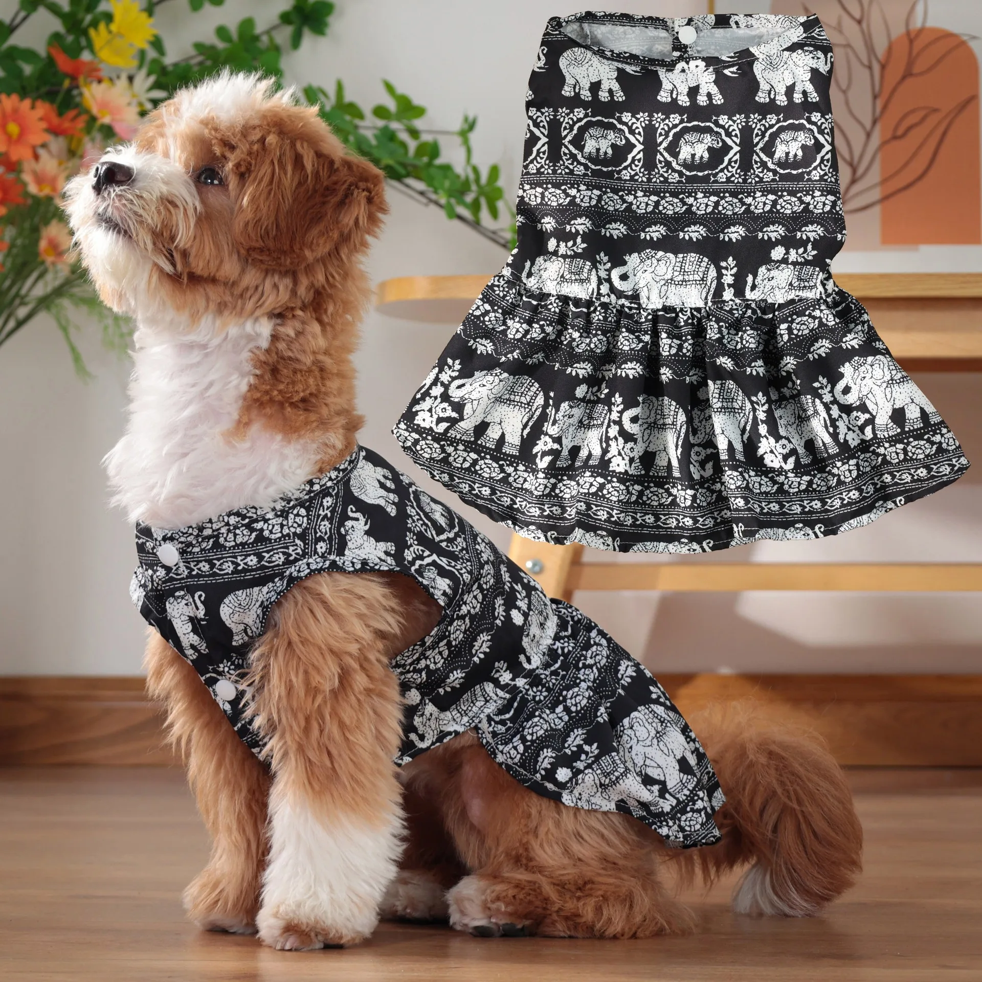 Dog Vest Skirt Summer Cooling Dress Elephant Print Boho Thin Breathable Puppy Clothes for Small 1005012434563570