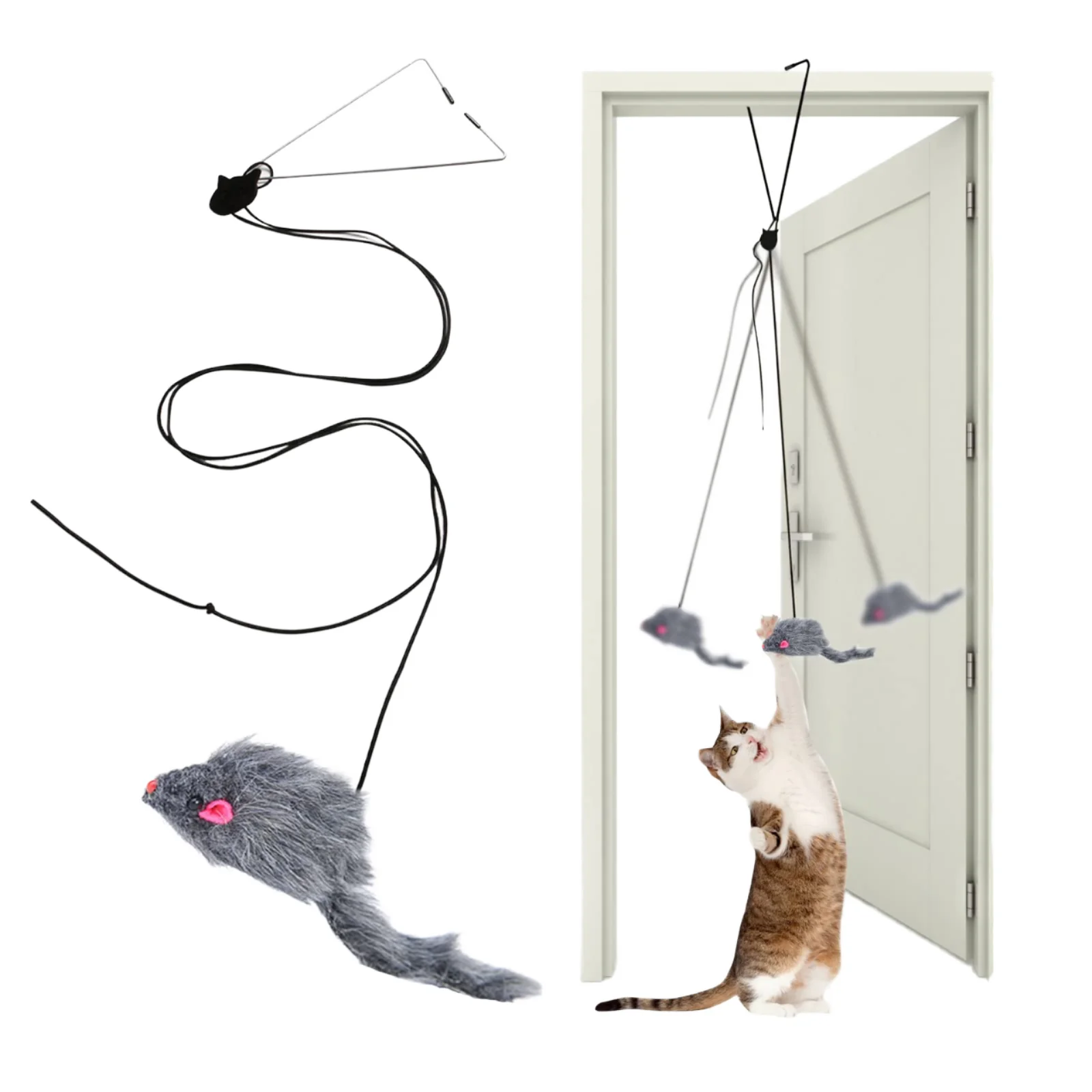 Door Hanging Mouse Teaser for Cats Elastic Clip Swing Interactive Bouncing Self Playing Toy Cat 1005012435015154