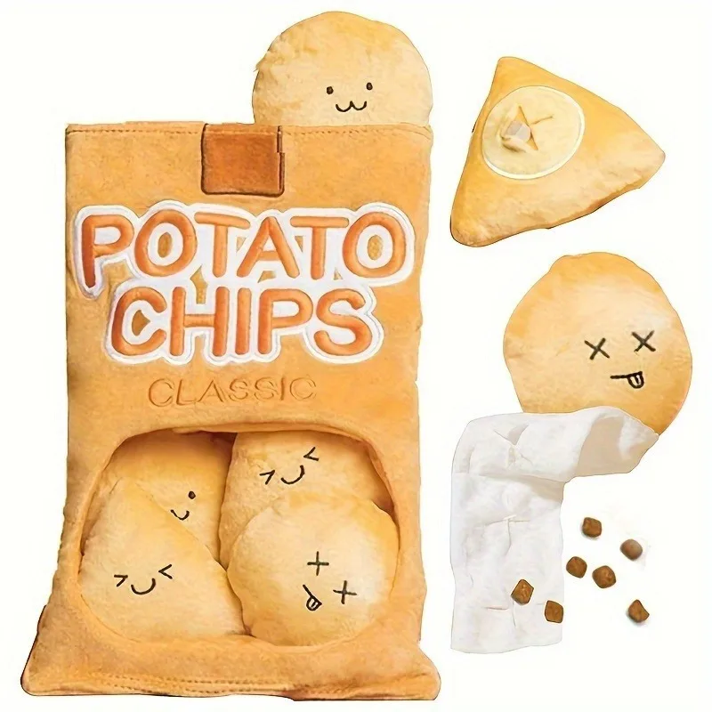 Funny Dog Toys Crisps Plush Filled Pets Squeaky Chew Toy Bite-Resistant Sounding Paper Toys 1005012436004327