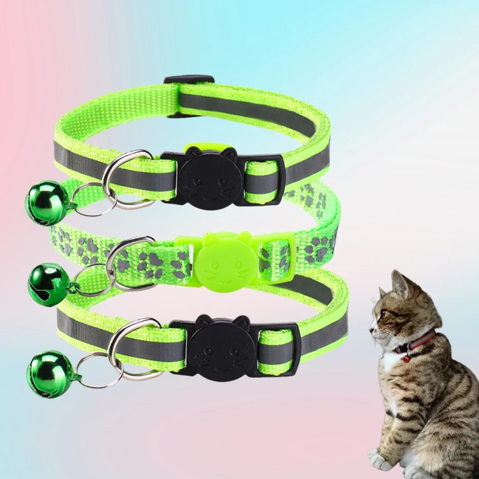 Reflective Safety Collars for Kitten & Puppy, Luminescent Dog Cat Choker with Small Bell (3 Pack) 1005012438536233
